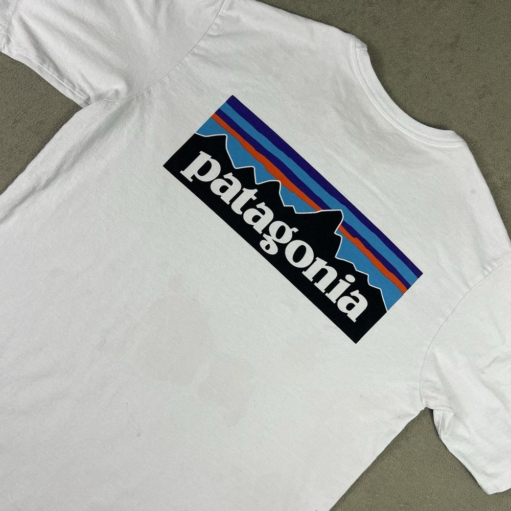 Patagonia Responsibili-Tee Mens Small White Graphic Outdoors Gorpcore